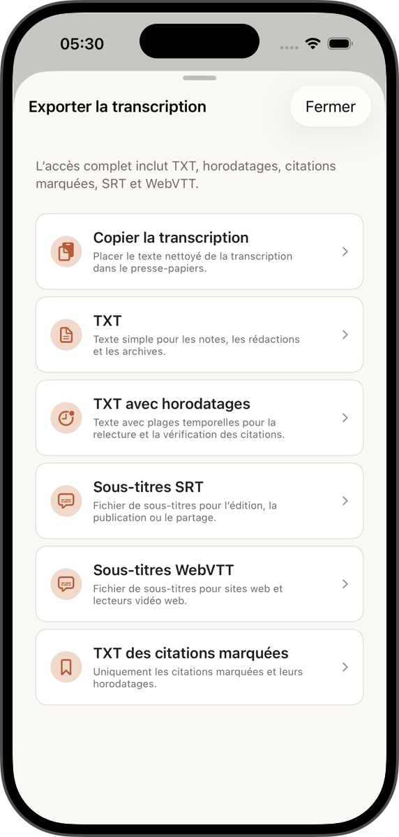 Exportez texte et sous-titres