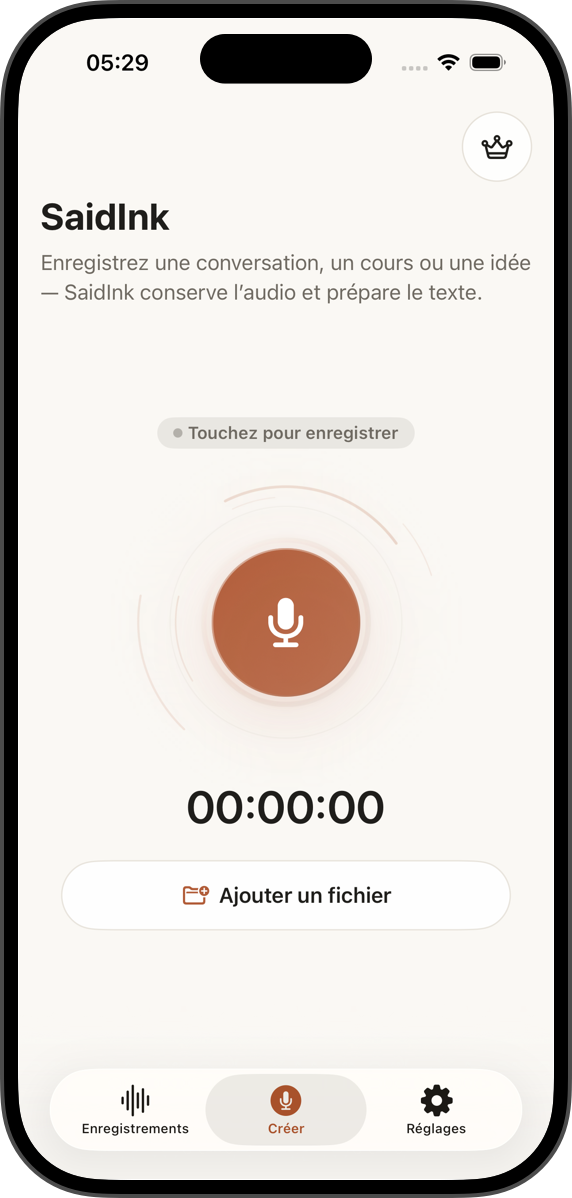 Importez audio, vidéos et mémos