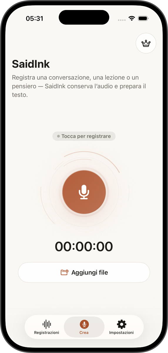 Importa audio, video e memo