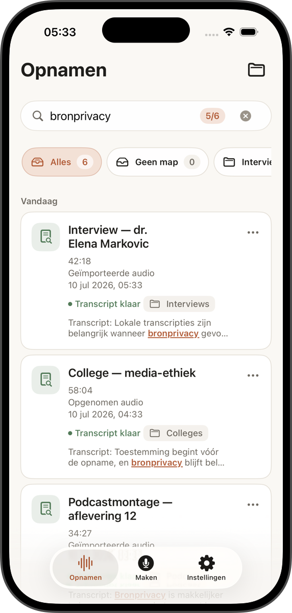 Je privébibliotheek met transcripties