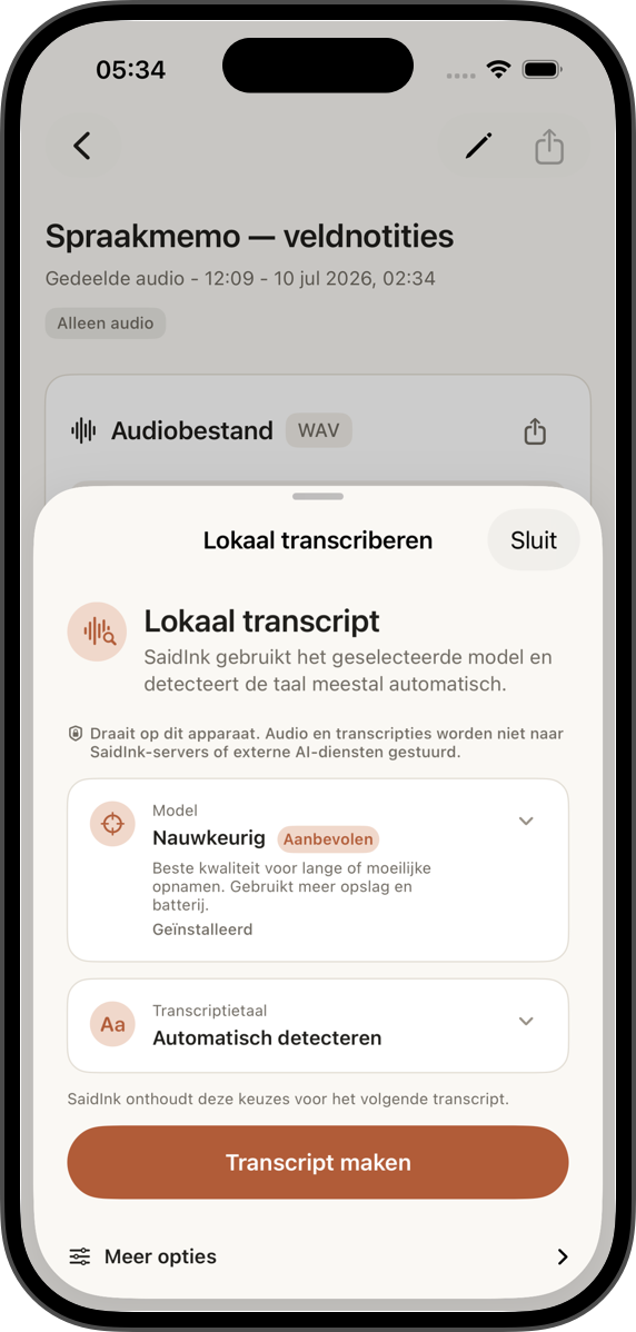 Transcribeer op je apparaat