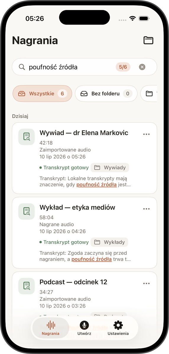 Prywatna biblioteka transkrypcji