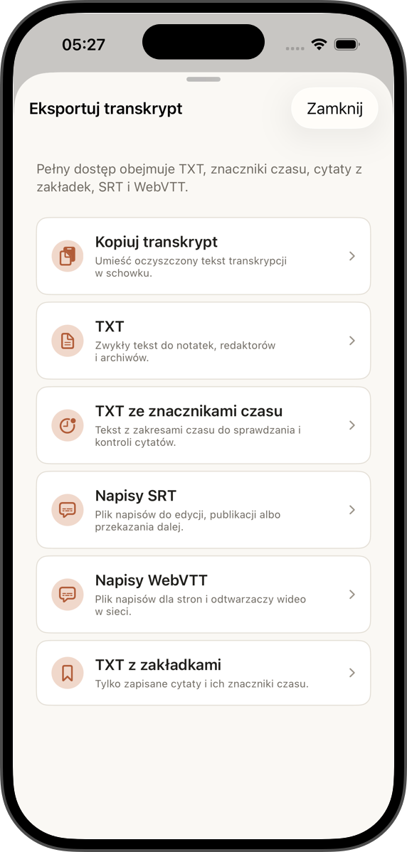 Eksport tekstu i napisów