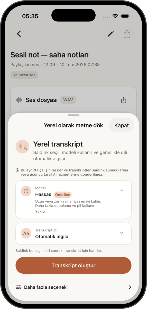 Cihazda deşifre edin