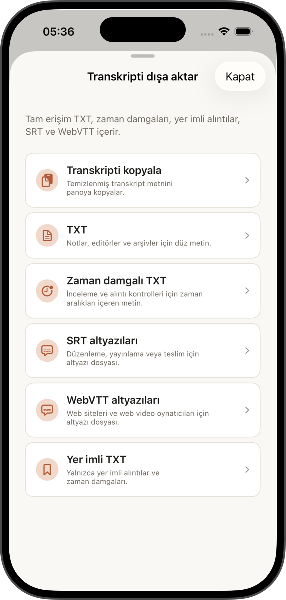 Metin ve altyazı dışa aktarın